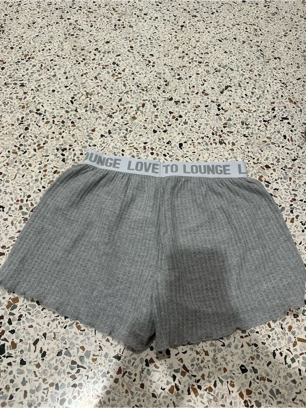 Primark Gray Ribbed Lounge Shorts with Branded Waistband